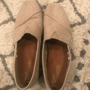 Toms Gold Shimmer Burlap Flats